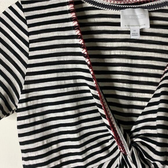 Anthropologie Ett:twa Twist Front Stripe Tee Size XS - Picture 4 of 7